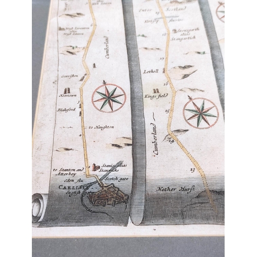 75 - OGILBY JOHN.  The Road from Carlisle to Barwick (sic) Upon Tweed. Hand col. eng. road map. 33cm x 45... 