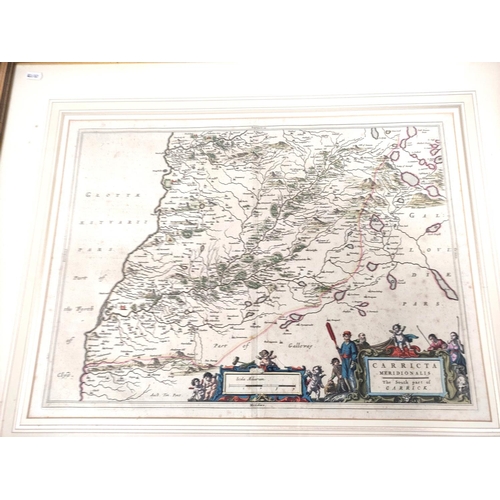 86 - BLAEU JOHANNES & PONT TIMOTHY.  Carricta ... the South Part of Carrick. Hand col. eng. map. Mult... 