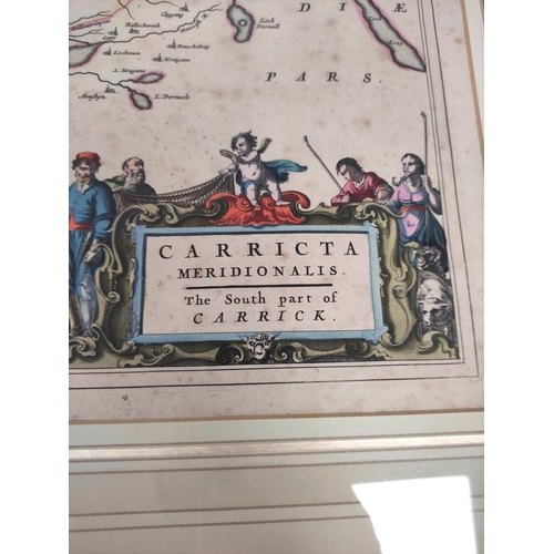 86 - BLAEU JOHANNES & PONT TIMOTHY.  Carricta ... the South Part of Carrick. Hand col. eng. map. Mult... 