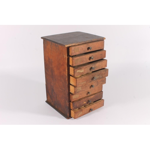 270 - Watchmakers small wooden chest, 19th century, consisting of eight drawers containing various parts, ... 