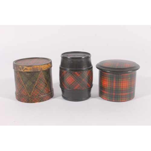 276 - Late Victorian treen Tartan Ware, incl. string boxes, pen tray etc. (6)