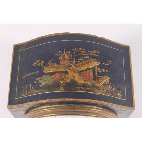 280 - Hamilton and Inches of Edinburgh mantel clock, c1920s, the chinoserie blue and gilt lacquer domed ca... 