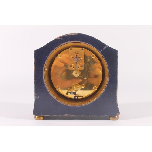 280 - Hamilton and Inches of Edinburgh mantel clock, c1920s, the chinoserie blue and gilt lacquer domed ca... 