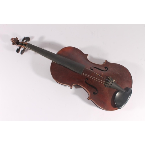 290 - French Compagnon violin, with single piece back and ebonized fretboards, interior label marked Compa... 