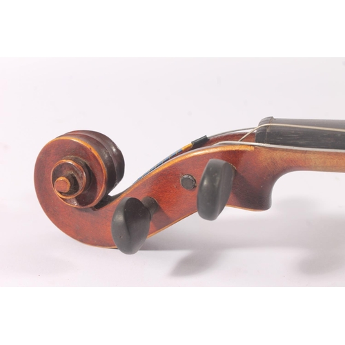 290 - French Compagnon violin, with single piece back and ebonized fretboards, interior label marked Compa... 