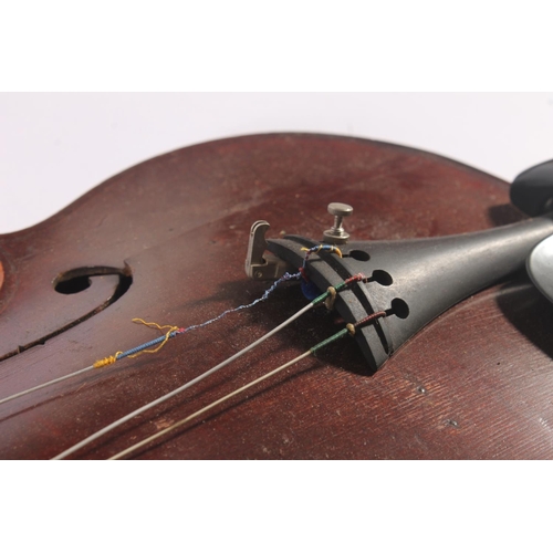 290 - French Compagnon violin, with single piece back and ebonized fretboards, interior label marked Compa... 