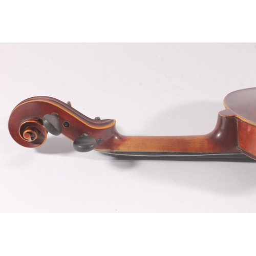 290 - French Compagnon violin, with single piece back and ebonized fretboards, interior label marked Compa... 