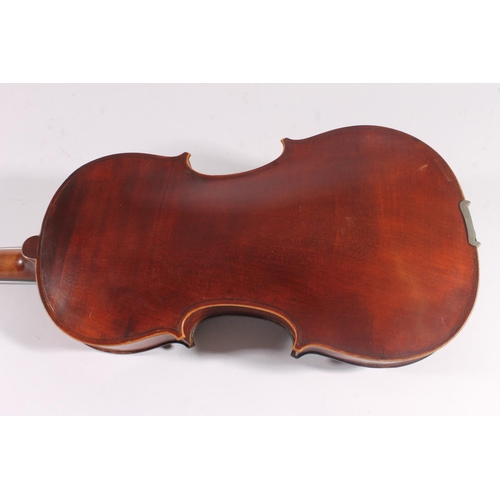 290 - French Compagnon violin, with single piece back and ebonized fretboards, interior label marked Compa... 