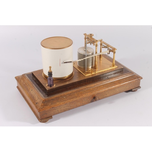 292 - Barograph in glazed oak case with lift-off lid, Short & Mason of London, with spare charts, W36.... 