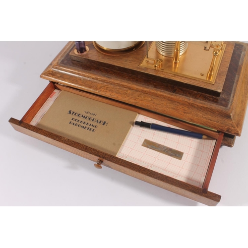 292 - Barograph in glazed oak case with lift-off lid, Short & Mason of London, with spare charts, W36.... 