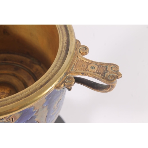 308 - Doulton Lambeth art pottery vase, late 19th century, the brass handles and fitments over a ceramic S... 