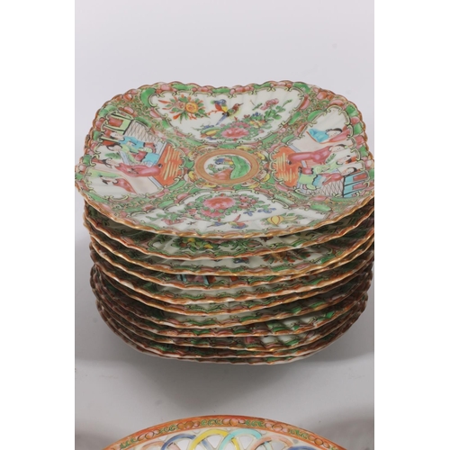 319 - Chinese export Canton enamel Famille Rose porcelain table ware, late Republic period, consisting of ... 