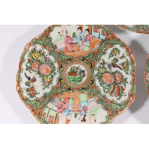 319 - Chinese export Canton enamel Famille Rose porcelain table ware, late Republic period, consisting of ... 