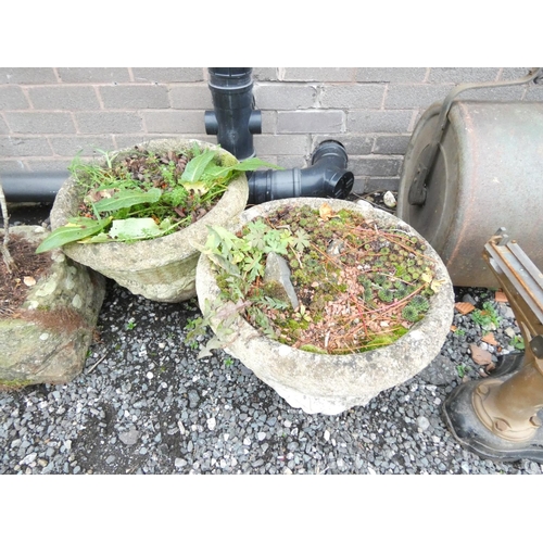 463 - Pair of moulded concrete planters. Height 32cm, diameter 48cm. (2)