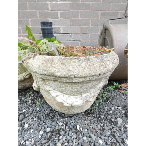 463 - Pair of moulded concrete planters. Height 32cm, diameter 48cm. (2)