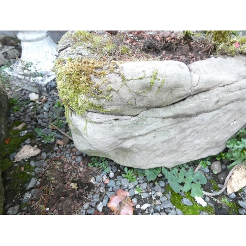 468 - Antique carved sandstone square planter / trough. Height 25cm, Width 40cm.