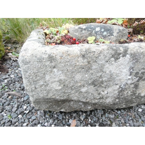 471 - Antique carved sandstone trough. Height 26cm, Width 60cm, Depth 30cm.