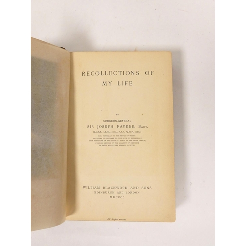 196 - INDIAN MUTINY & ROYAL INTEREST. FAYRER SURGEON GENERAL SIR JOSEPH.  Recollections of My Life. Fr... 