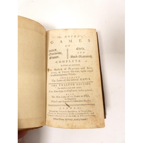 241 - HOYLE MR.  Games of Whist, Quadrille, Piquet, Chess & Back Gammon. 12mo. Rebacked leather. 12th ... 