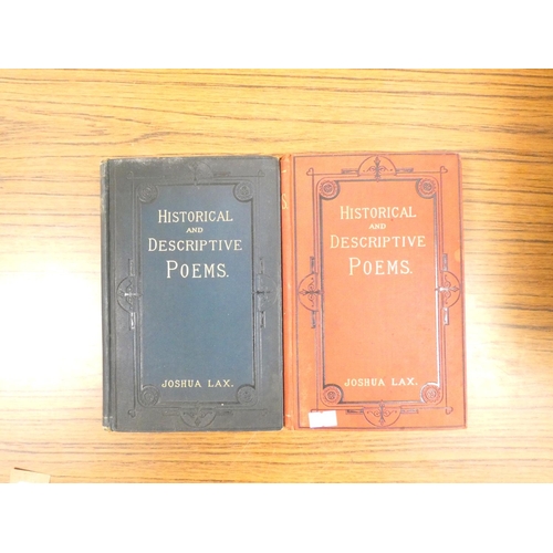 257 - LAX JOSHUA.  Historical & Descriptive Poems. 2 copies, one a pres. copy from the autho... 