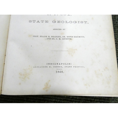 265 - COX E. T.  First Annual Report of the Geological Survey of Indiana. Eng. frontis. Orig. cl... 