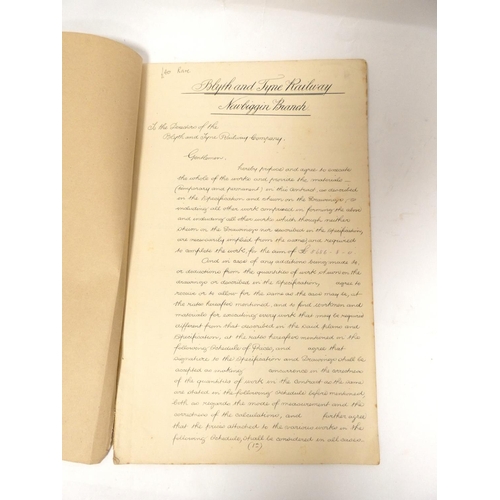 95 - Blyth & Tyne Railway.  Form of Tender & Schedule of Quantities for the Newbiggin B... 