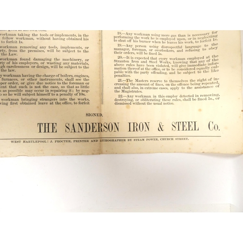 96 - Sanderson Iron & Steel Co.  Rules & Regulations of the Stranton Iron & Steel W... 