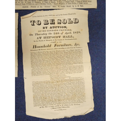 97 - Northumberland Ephemera.  Very detailed hand-bill of furniture & effects to be sold at... 