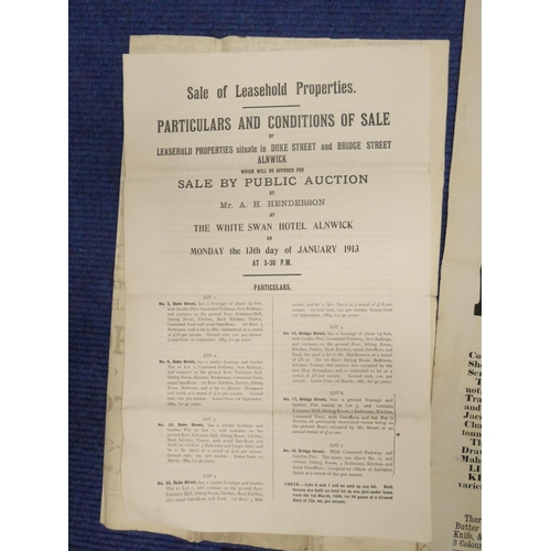 97 - Northumberland Ephemera.  Very detailed hand-bill of furniture & effects to be sold at... 