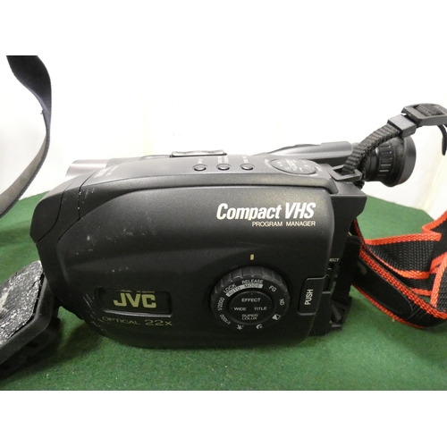 102 - JVC compact VHS with accessories, in fitted bag.