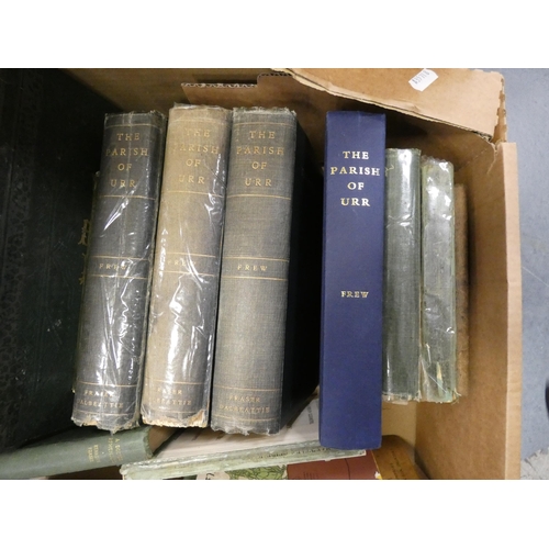 117 - Two cartons of books to include local interest and Scotland to include The Parish of Urr, printed by... 