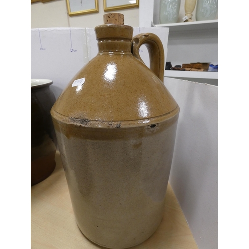 136 - Stoneware flagon, jars, stoneware crock, Canterbury Pottery drip glazed bowl, Royal Winton 'Kingston... 