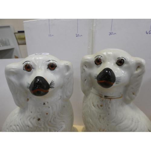 150 - Pair of ceramic wally dogs with amber glass eyes.