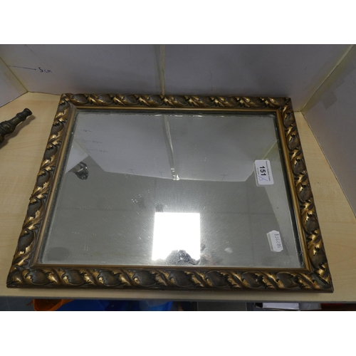 151 - Gilt mirror on easel supports, a Victorian-style gilt photograph frame and a set of bellows.  (... 