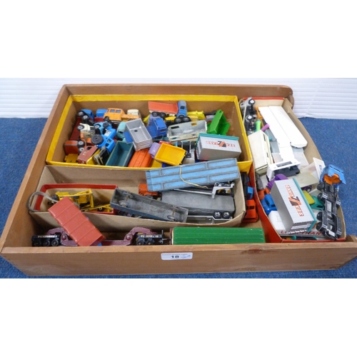 18 - Two cartons containing a large quantity of playworn diecast and other vehicles to include Matchbox e... 