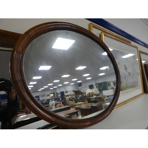 185 - Victorian inlaid walnut overmantel mirror and a Victorian mahogany oval converted wall mirror. ... 