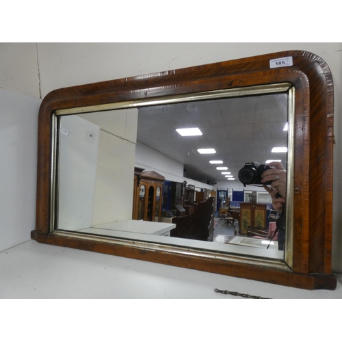 185 - Victorian inlaid walnut overmantel mirror and a Victorian mahogany oval converted wall mirror. ... 