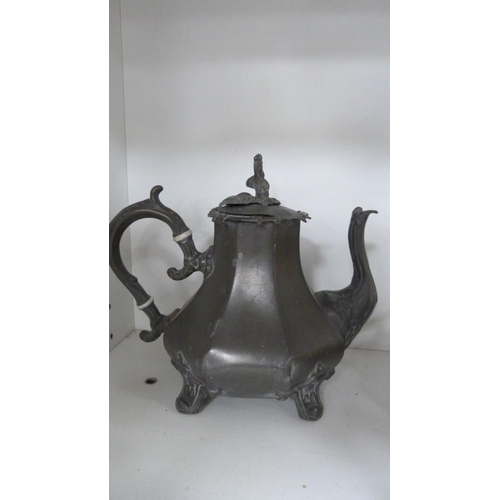 207 - EP and plated wares to include three-piece gadrooned tea set, teapot, brass and copper pot, entrée d... 