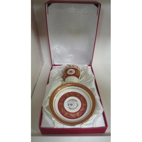 210 - Limited edition porcelain cabinet cup and saucer titled 'Buckingham Palace' in fitted box, wireless ... 