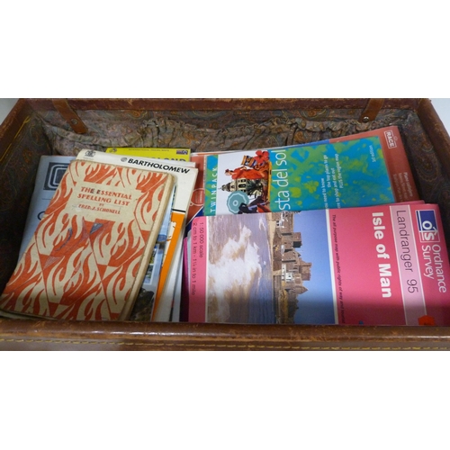 213 - Ordnance Survey and Bartholomew maps and a box containing CDs (one shelf).