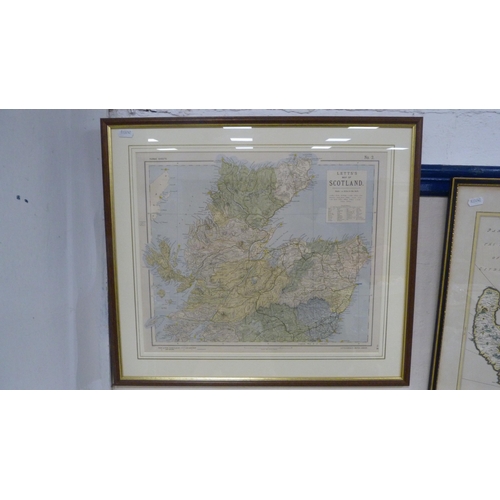 240 - After Johan BlaeuHand-coloured map of Galloway, later framed and glazed, and Lett's Map of Scotland.... 