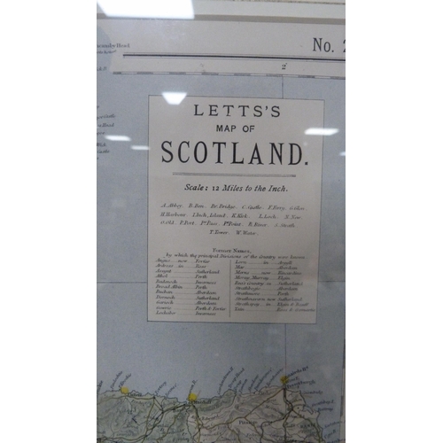 240 - After Johan BlaeuHand-coloured map of Galloway, later framed and glazed, and Lett's Map of Scotland.... 