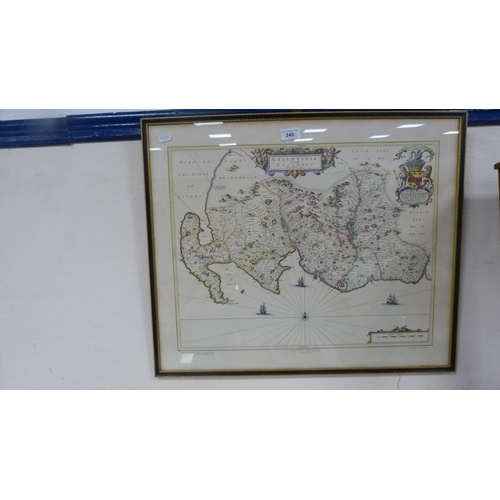 240 - After Johan BlaeuHand-coloured map of Galloway, later framed and glazed, and Lett's Map of Scotland.... 