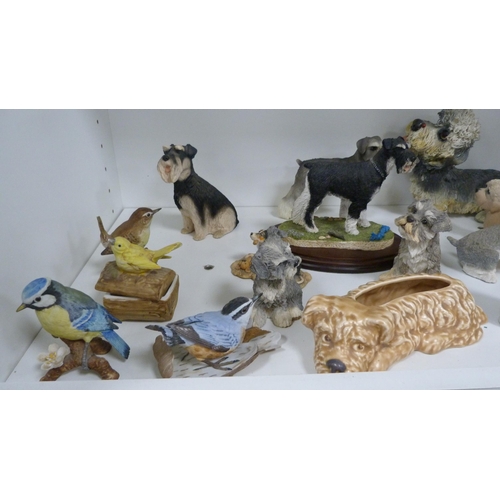 247 - Animal ornaments to include a Sylvac dog, Best of Breed Schnauzer and various others, also a Spanish... 