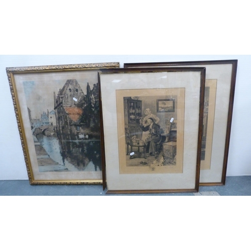 252 - After James DobieInterior scenestwo pencil signed prints and another print. (3)... 