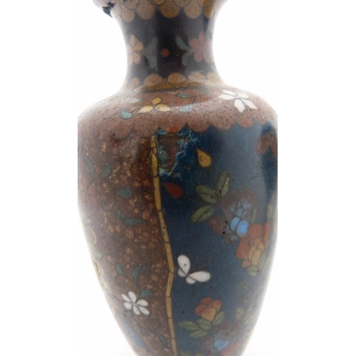 255 - Antique Japanese cloisonné vase and a Chinese-style cloisonné and gilt metal censer (l... 