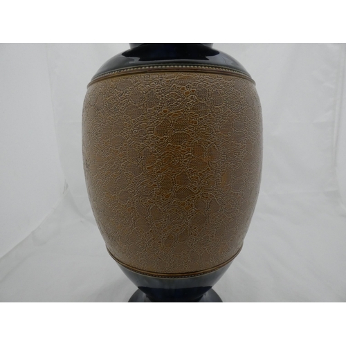 262 - Doulton Lambeth blue and brown glazed baluster vase.