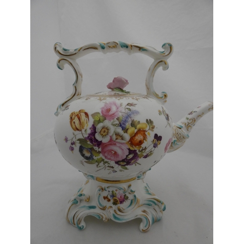 265 - Dresden 'Floral Sprays' porcelain bowl and a similar Continental teapot on stand decorated with flor... 