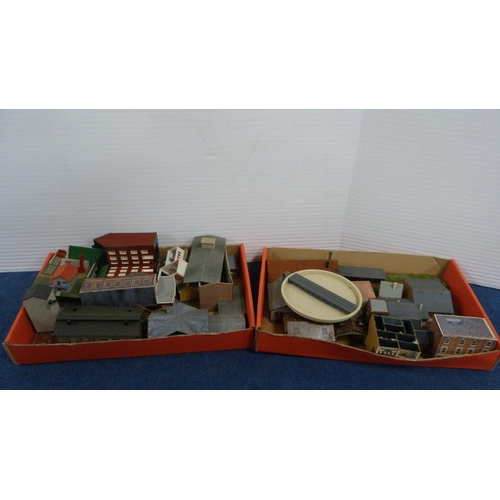 27 - Six cartons containing various model railway scale buildings, track, accessories etc.