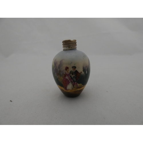 283 - Chinese glass snuff bottle and stopper, and a small scent bottle (lacking stopper).  (2)